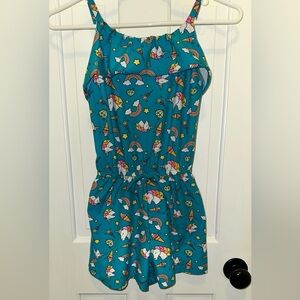 Extremely Me Girls Rainbows Unicorns one-piece jumpsuit short set sz 10/12